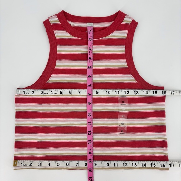 GAP Teen NWT Red, Pink, Tan, and White Striped Organic Cotton Tank Top, 10 - Picture 9 of 13